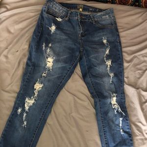 dark wash skinny ripped jeans , ONLY WORN ONCE